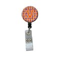 Carolines Treasures Letter V Football Orange, White and Regalia Retractable Badge Reel CJ1072-VBR
